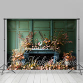 Bunt Blumen Eier Grün Wand Ostern Hintergrund